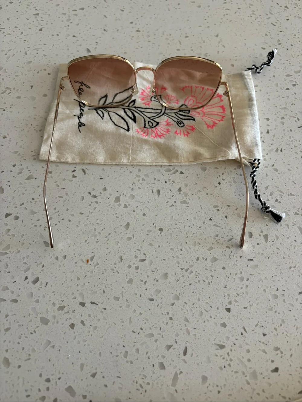 Free People Gold Frame Brown Gradient Sunglasses - Picture 2 of 3